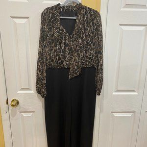 Connect Apparel Tie Neck Long Sleeve Jumpsuit- SZ 14